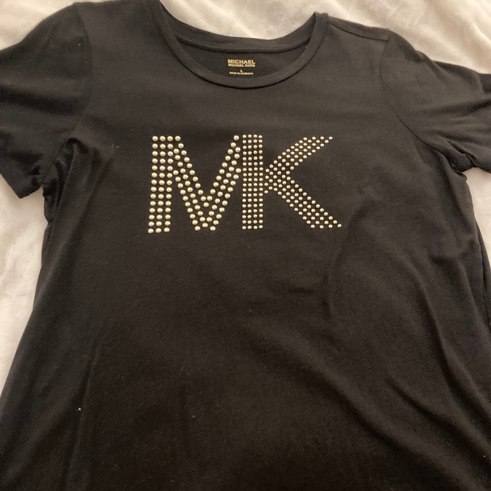 Michael Kors gold metal grommet tee
